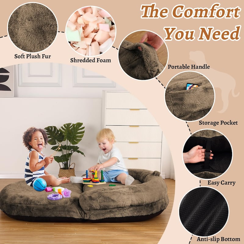 Human Dog Bed for Adults, Foldable Giant Nap Sofa Bed, Bean Bag Chair