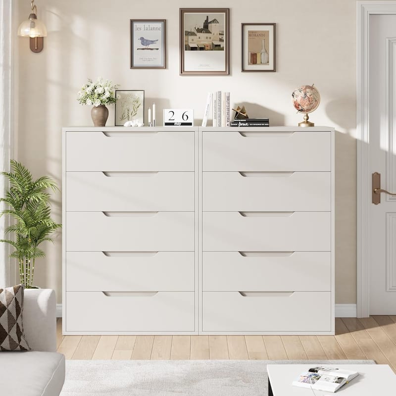 5-Drawer Dresser for Bedroom, 50" Tall Freestanding Vertical Wooden Chest Storage