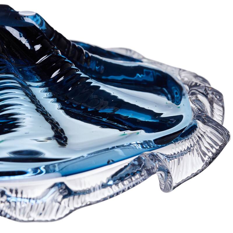 Cascade Petal Platter Scalloped Edge Glass Decorative Bowl for Home