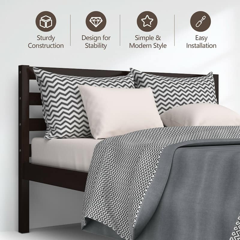 Gymax Full Wood Platform Bed Frame Headboard Slat Support Mattress