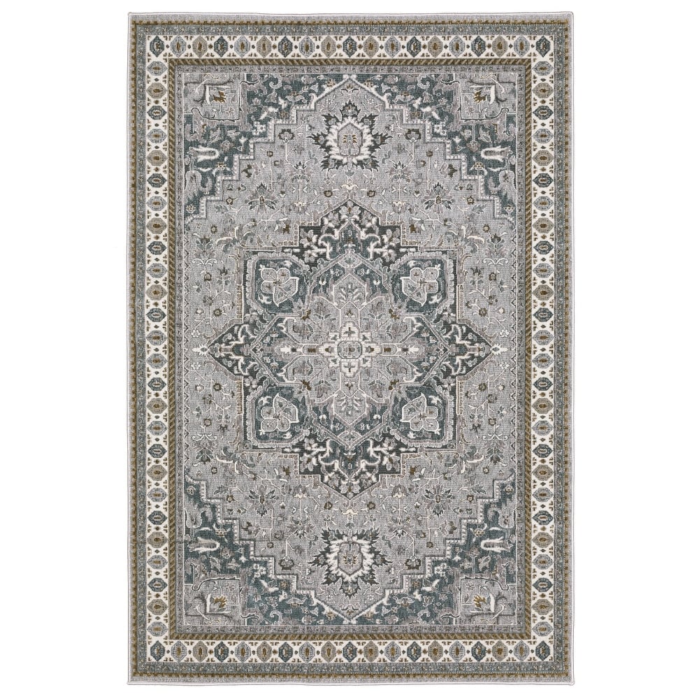 Style Haven Everly Traditional Center Medallion Blue/ Grey Area Rug