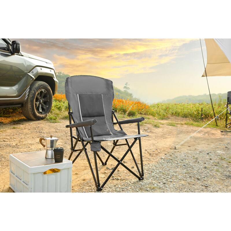 Portable Folding Lounge Chair with Cup Holder - Breathable & Durable