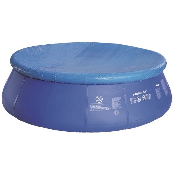 12.5' Durable Apertured Round Blue Swimming Pool Cover with Rope Ties