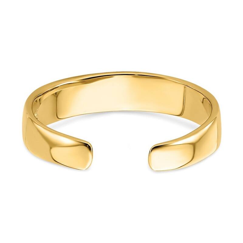 Curata Solid 14 karat Yellow or White Gold 6mm Flat Wide Polished Band Toe Ring