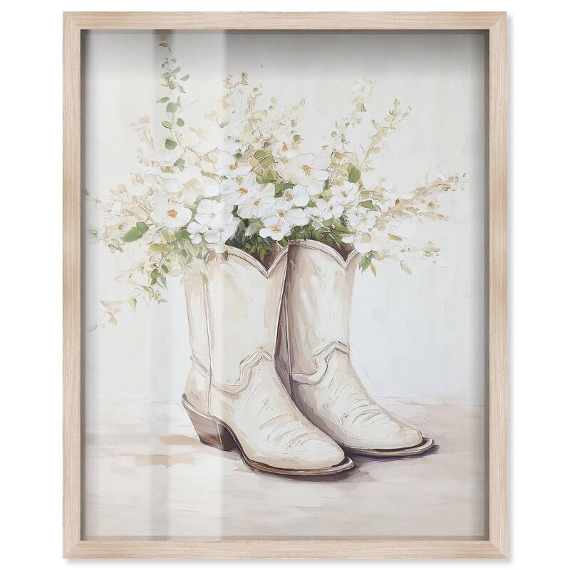 Prairie Bloom Boots Shadowbox by Art Remedy - Natural - 30" x 36"