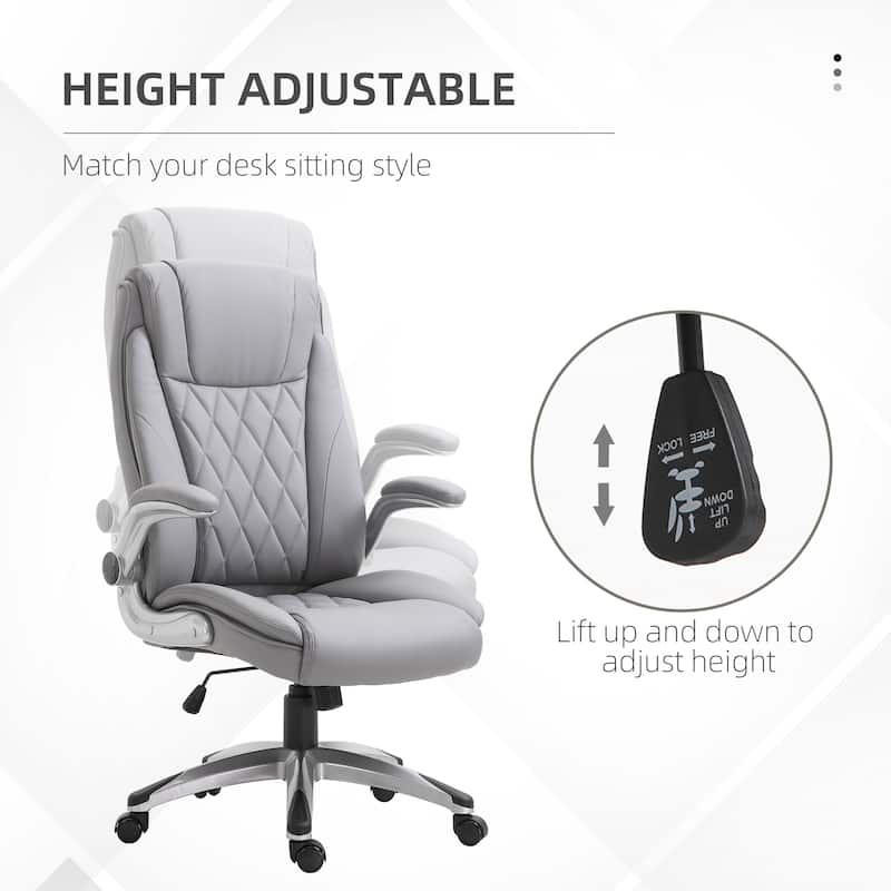 High Back Executive Office Chair, Faux Leather Computer Desk Chair with Lumbar Support, Ergonomic Home Office Chair - N/A