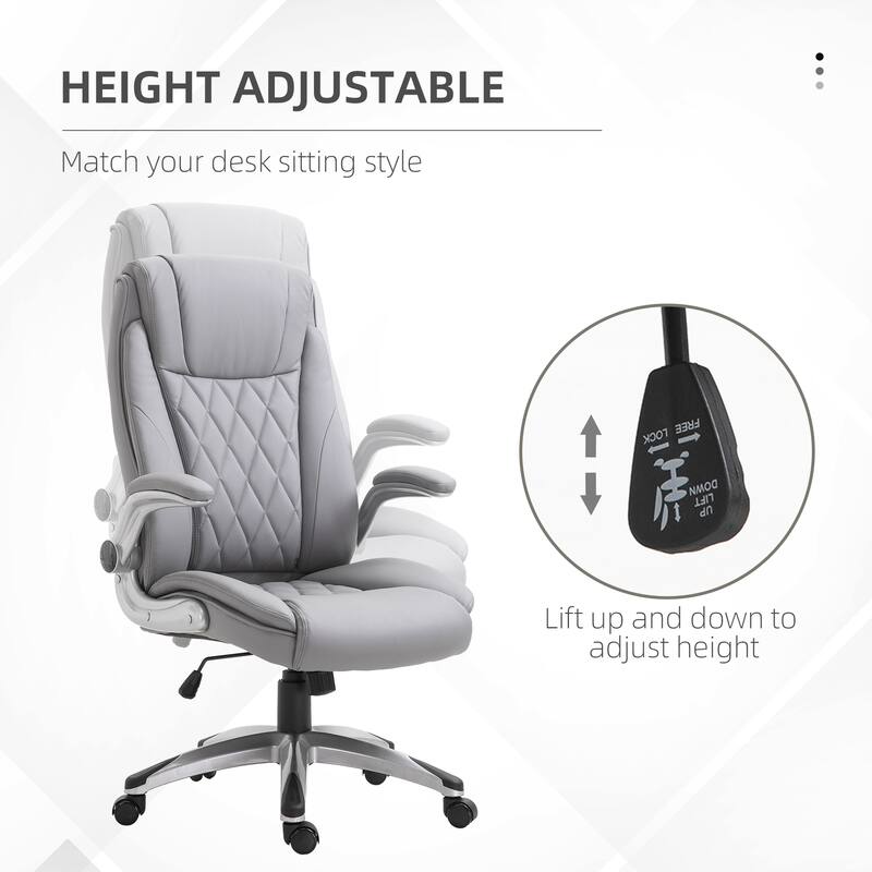 Vinsetto High Back 360° Swivel Ergonomic Home Office Chair with Flip Up Arms, Faux Leather Computer Desk Rocking Chair