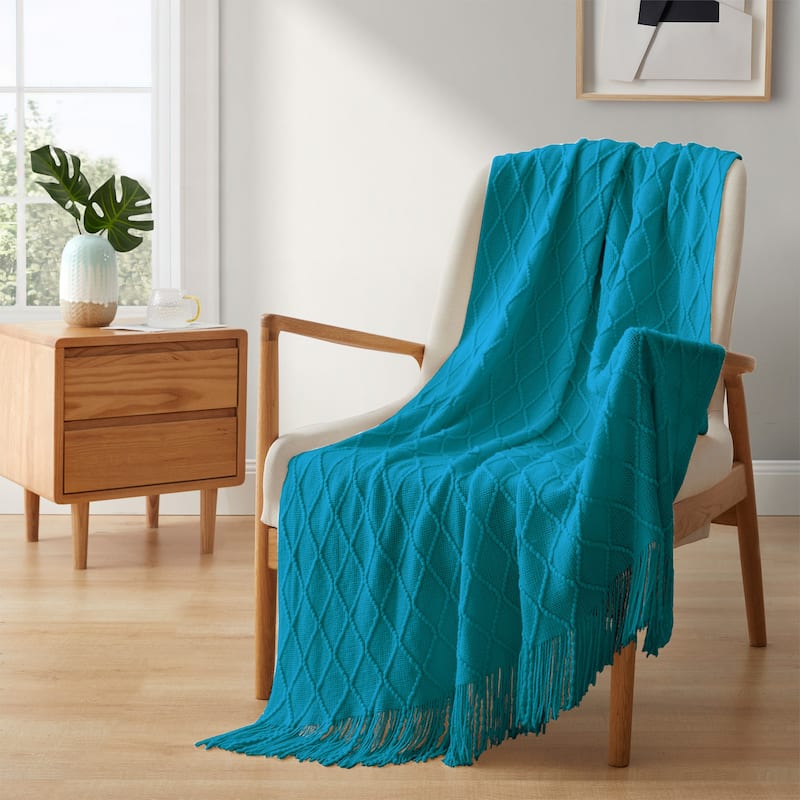 Lightweight 50"x60" Diamond Knit Throw Blanket Couch Cover