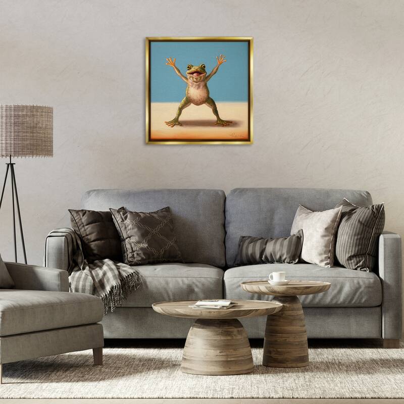 Stupell Motivational Exercise Frog Framed Floater Canvas Wall Art Design By Lucia Heffernan