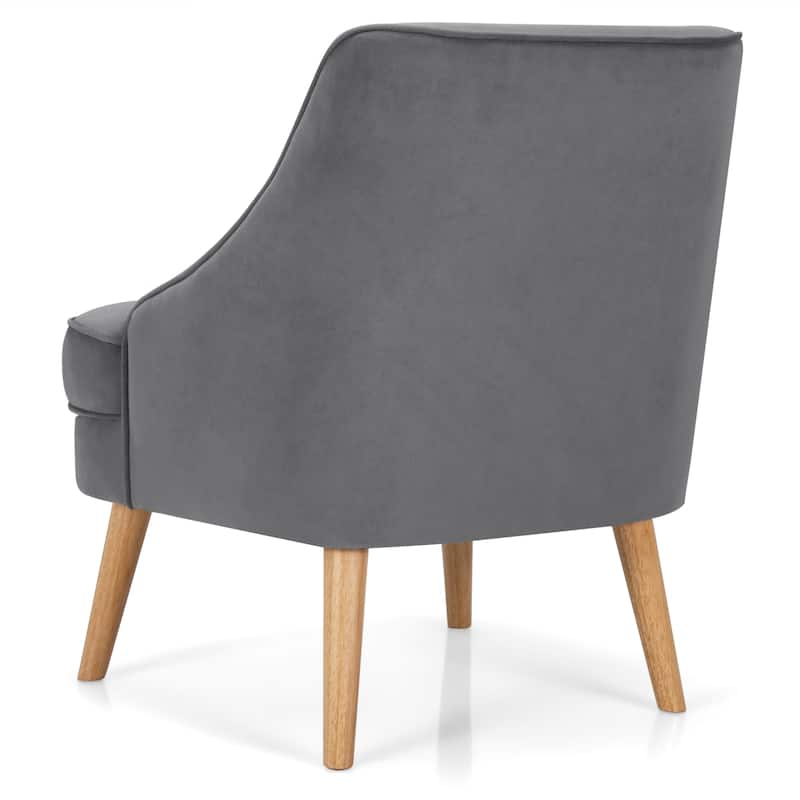 Costway Accent Chair Velvet Upholstered Single Sofa with Rubber Wood - 27'' x 25'' x 30''