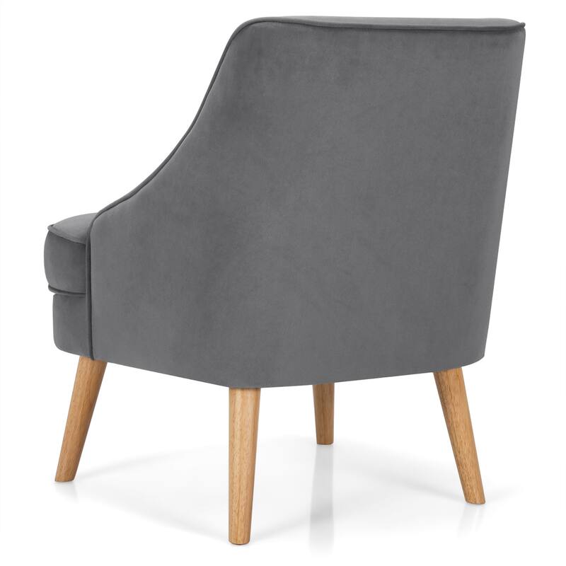 Costway Set of 2 Accent Chairs Velvet Single Sofa Chair w/Rubber Wood