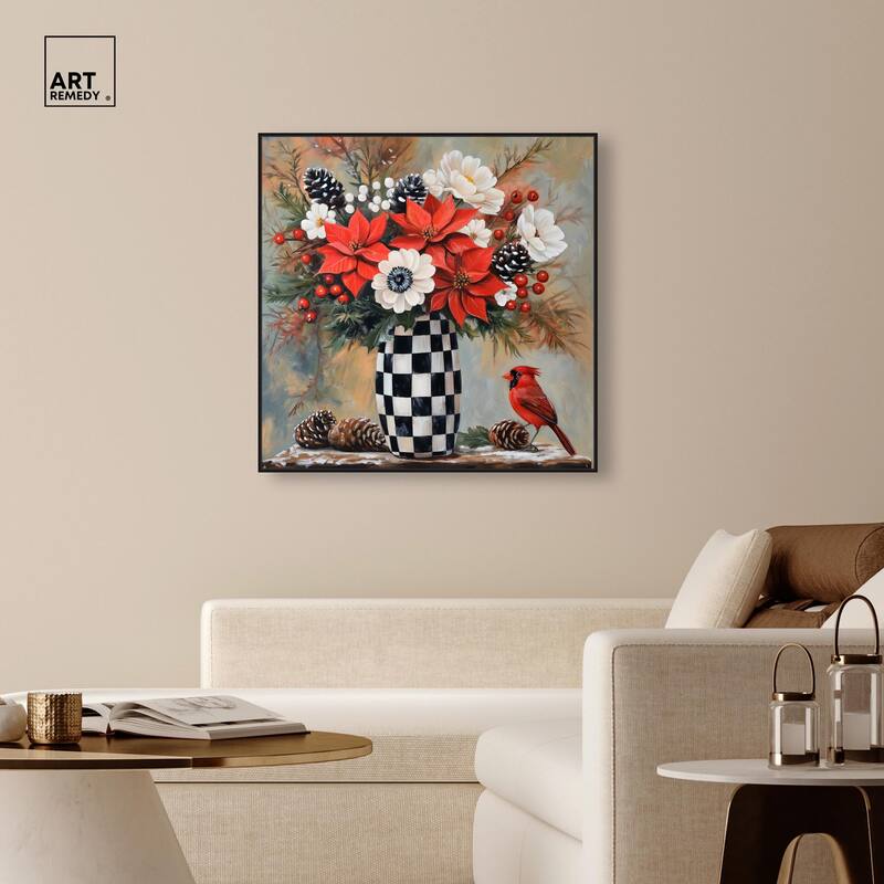 Checkerboard Vase Blooms II Canvas by Art Remedy