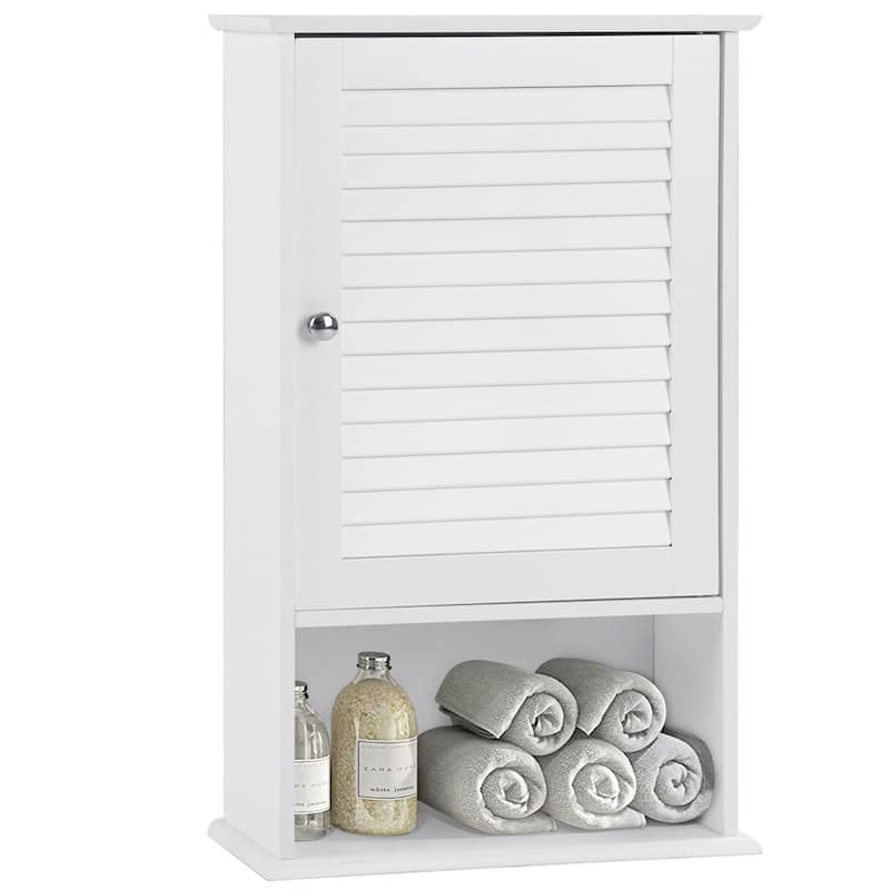 Gymax 27.5'' H Wall Cabinet Hanging Bathroom Storage Cabinet - See Details - White - See Details
