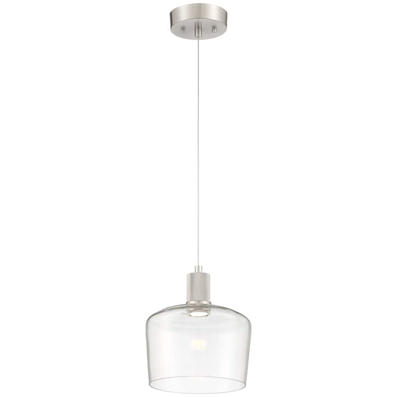 Port Nine Chardonnay LED Pendant - Dedicated LED - Brushed Steel/Clear Glass