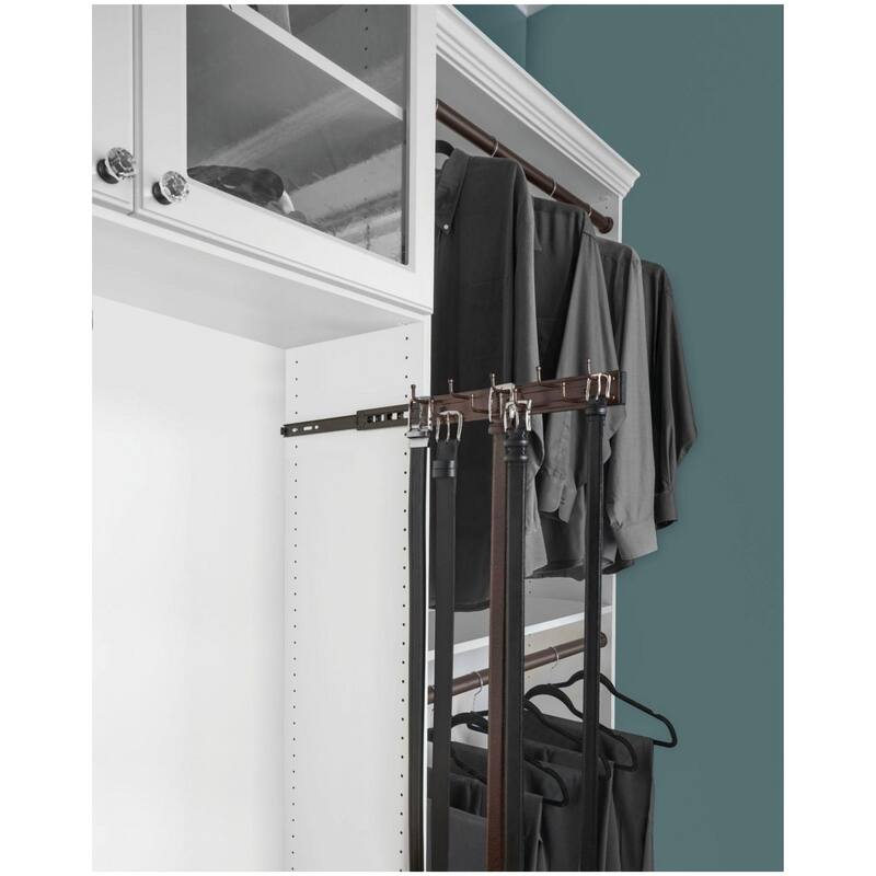 Rev-A-Shelf BRC Series 12 Inch Pull Out Belt and Tie Rack with 9 Hooks