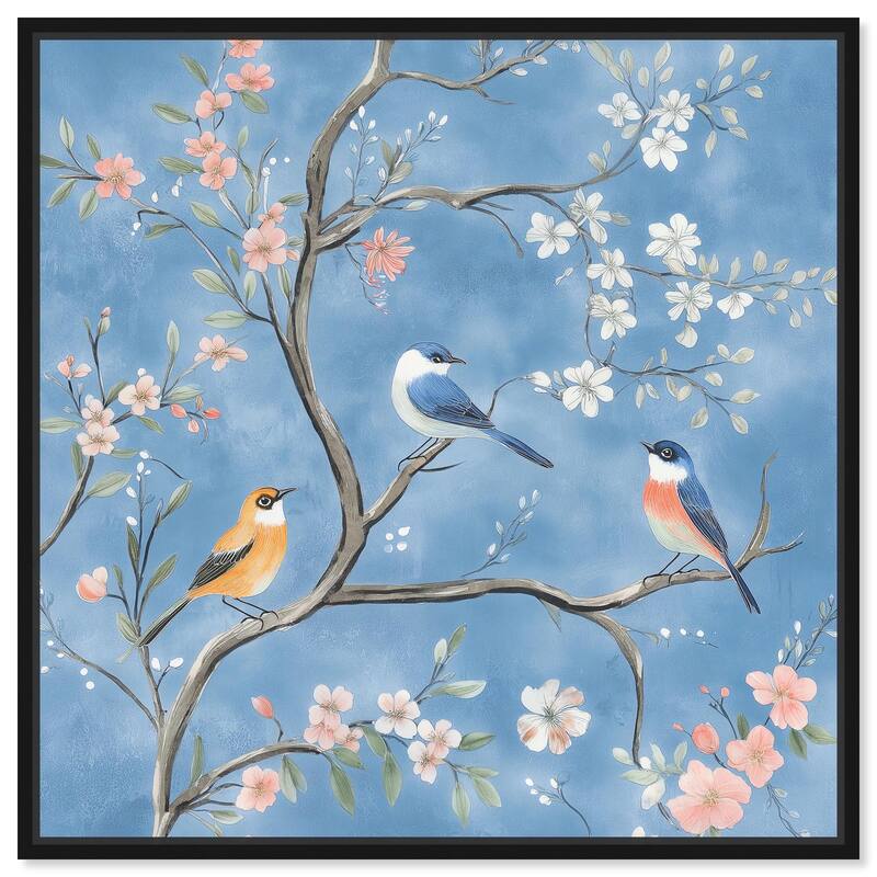 Birds in the Branches II Canvas by Art Remedy - Black - 30" x 30"