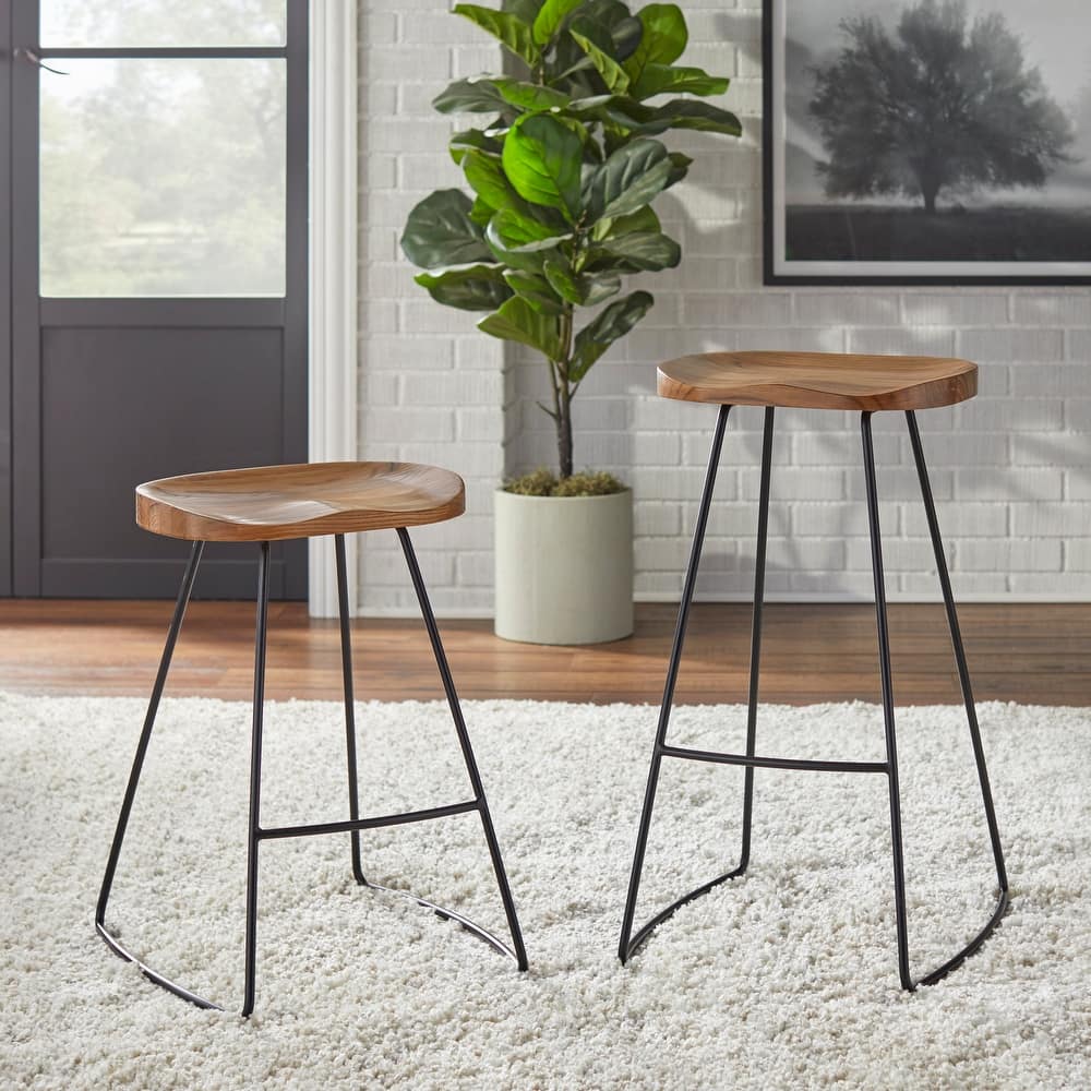 Lifestorey Chapman Scooped-seat Stools (Set of 2)