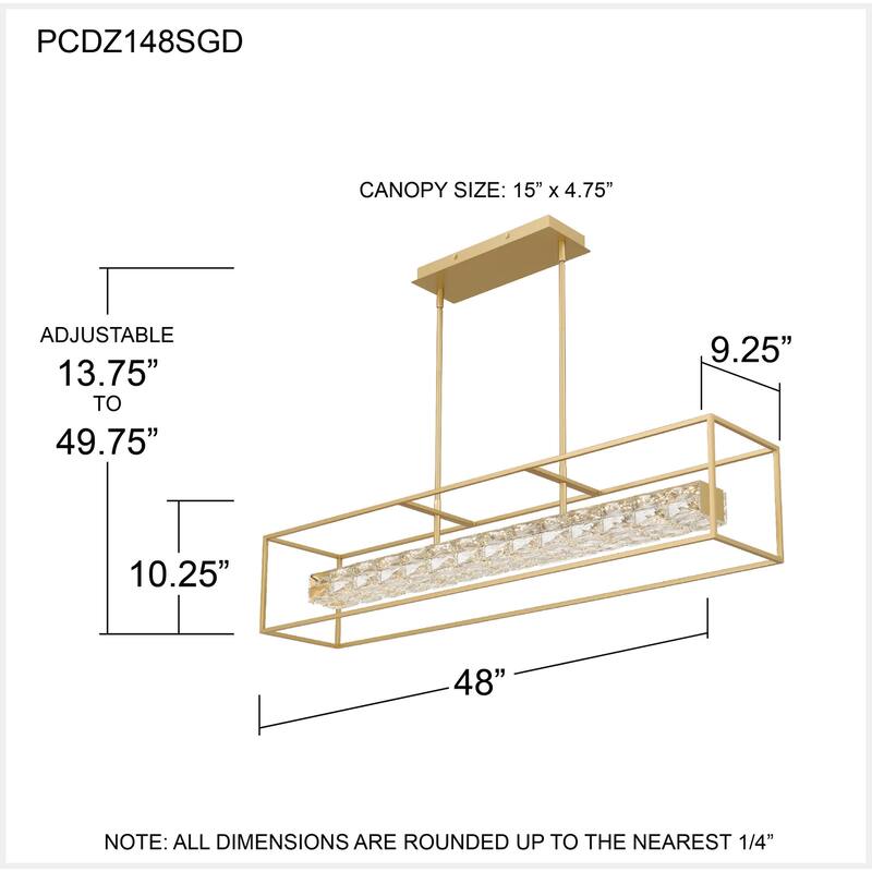 Dazzle Integrated LED Soft Gold Linear Chandelier