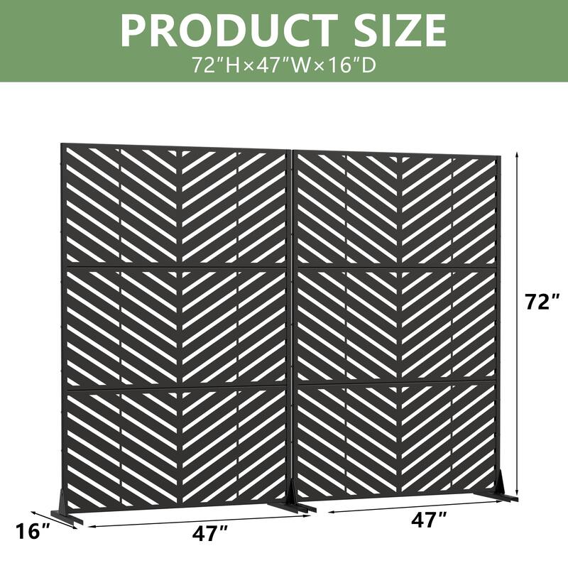 Outdoor Privacy Screen with Stand for Patio Garden Metal Fence Set of 2