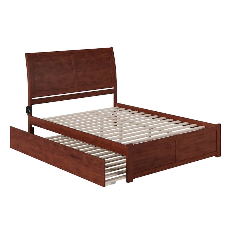 AFI Portland Solid Wood King Platform Bed with Footboard and Twin XL Trundle