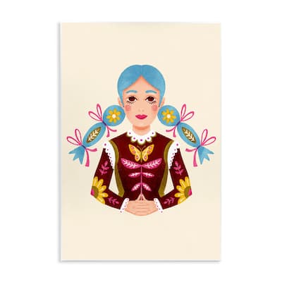 Stupell Blue Haired Girl Portrait Wall Plaque Art Design By Hannah Moren