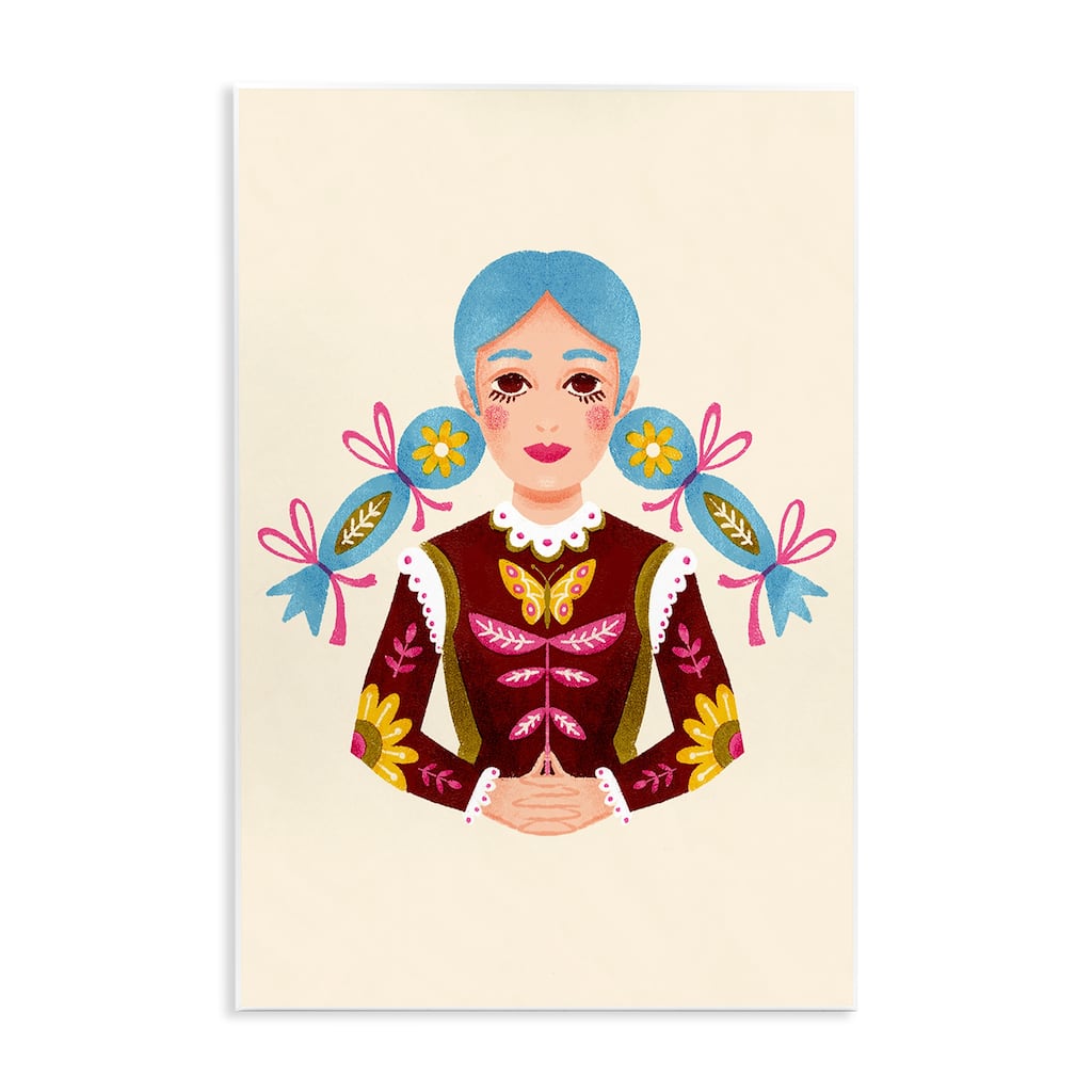 Stupell Blue Haired Girl Portrait Wall Plaque Art Design By Hannah Moren