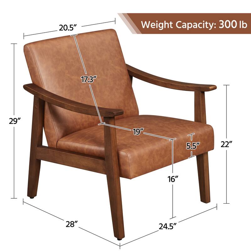 Yaheetech Upholstered Accent Chair Boucle Armchair with Solid Wood Legs - 24.5" L × 28" W × 29" H