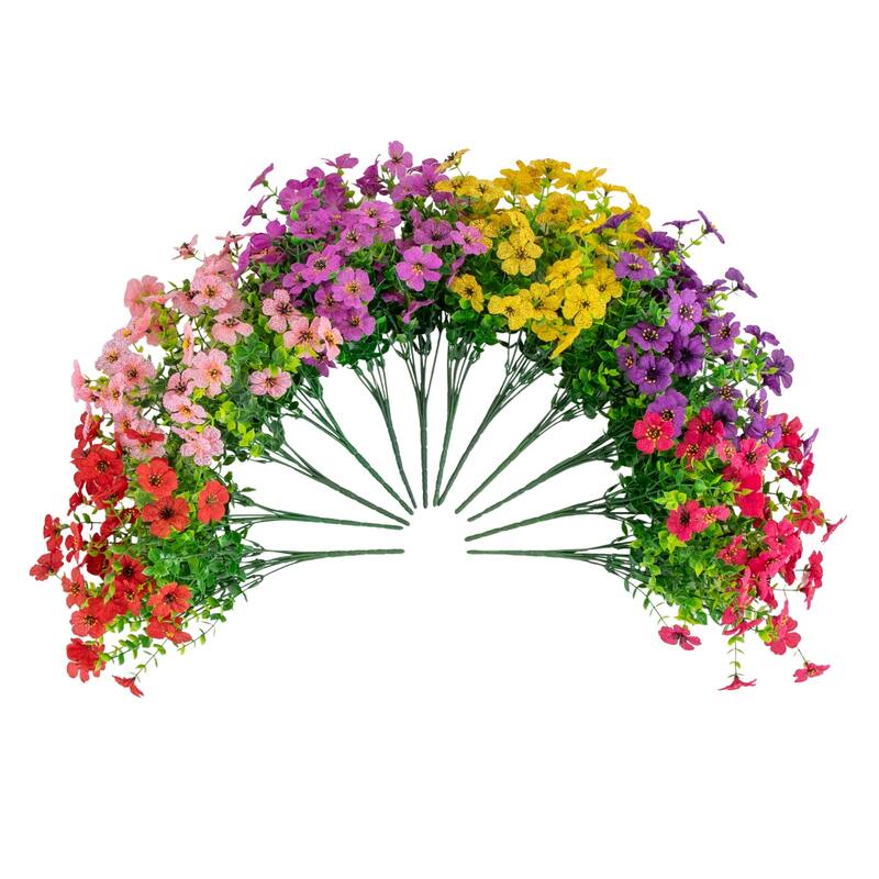 13-in UV Resistant Artificial Daisy Bush (Indoor/Outdoor) - Set of 12