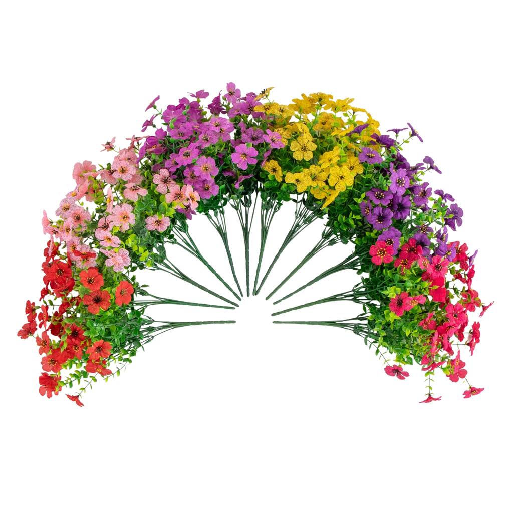 13-in UV Resistant Artificial Daisy Bush (Indoor/Outdoor) - Set of 12