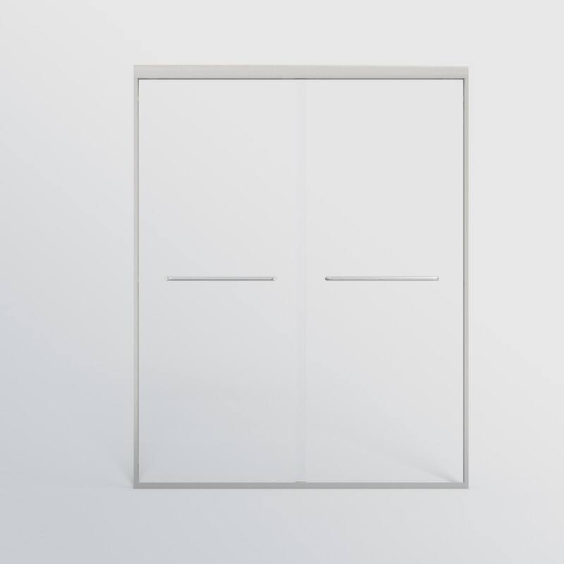 ABRUZZO 44-48" W x 72" H Semi-Frameless Double Sliding Tempered Glass Shower Door with Dual Towel Bars