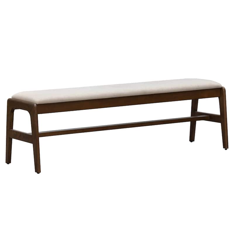 Maya Upholstered Solid Wood Bench - Cream