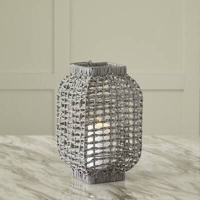 Ashley Furniture Evonne Antique Gray Lantern - 8"W x 8"D x 14"H