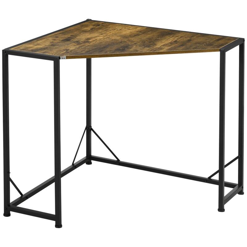 HOMCOM Space-Saving Small Corner Writing Desk & Corner TV Stand, Corner Computer Desk with Strong Metal Frame