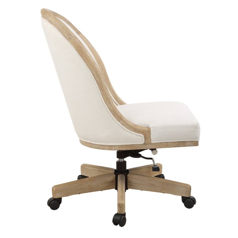 Solid Curved Back Adjustable Desk Chair - 37.5" - White and Brown