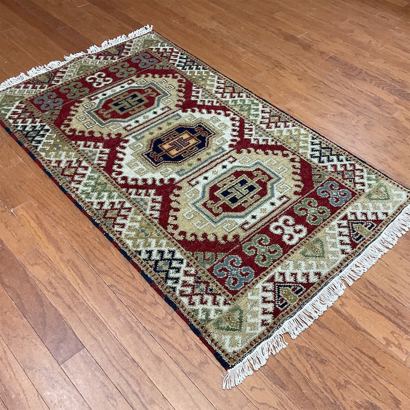 HERAT ORIENTAL Handmade Kazak Wool Rug - 3'3" x 5'2"