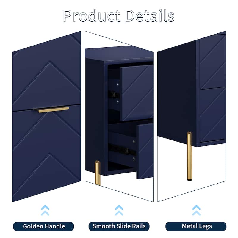 Clihome Modern 2-Drawer Storage Nightstand
