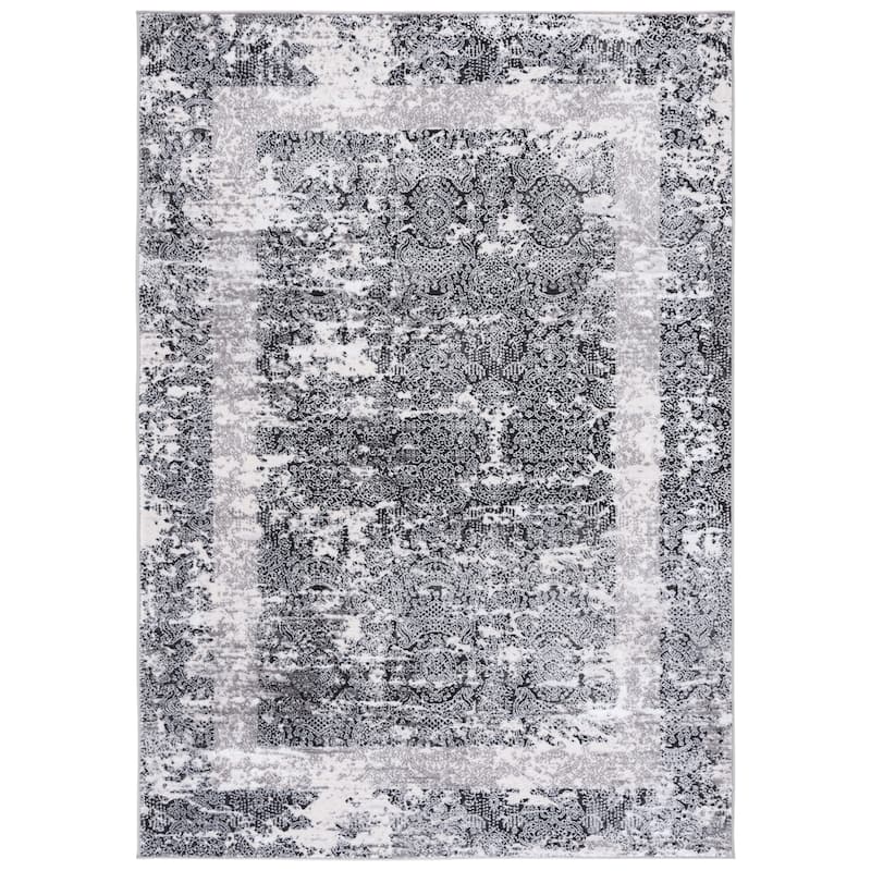 SAFAVIEH Amelia Afaf Abstract Distressed Rug - 6'7" Square - Grey/Charcoal