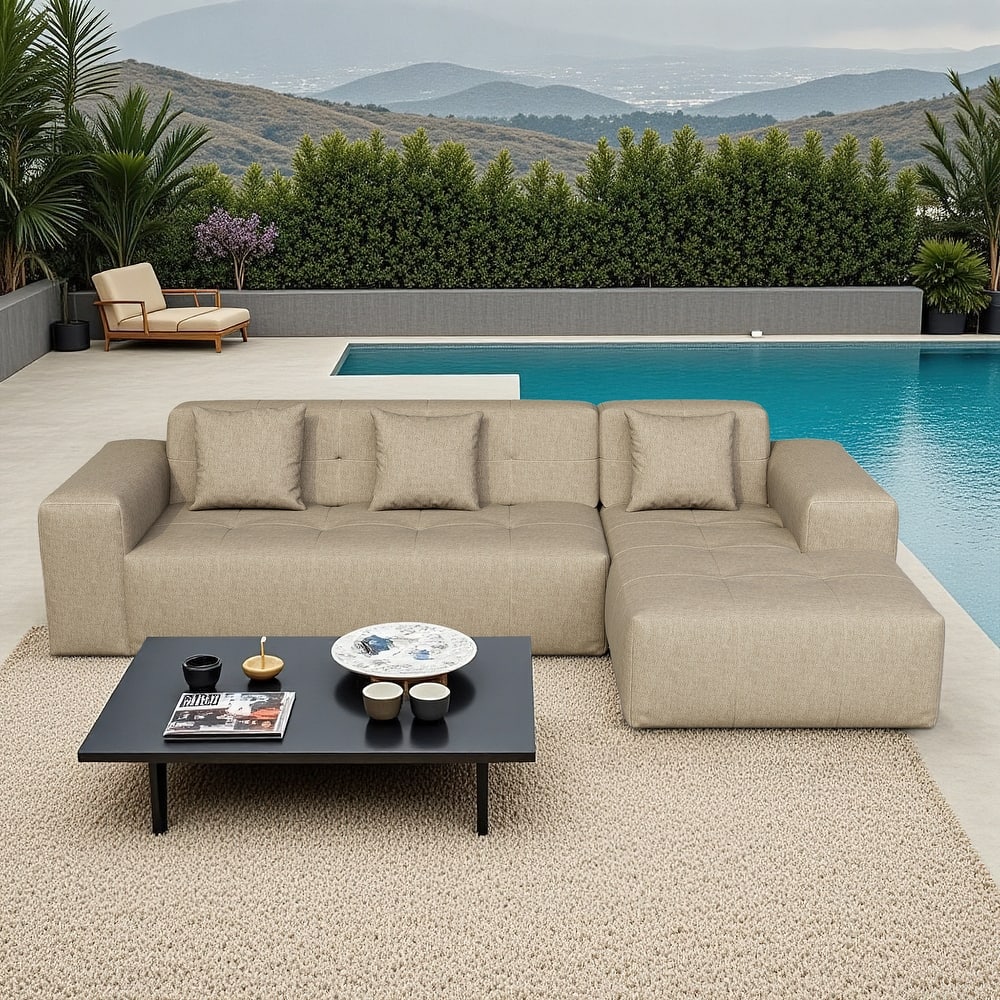 Outdoor Upholstered Chaise Modular Sectional Sofa Set