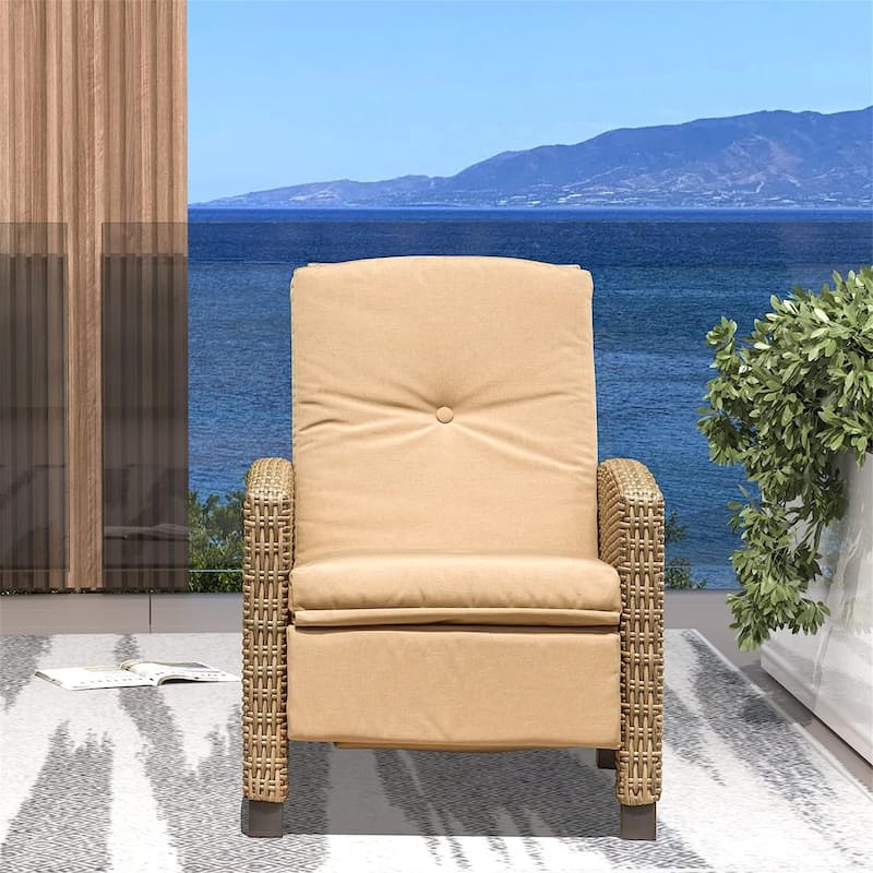 Single Patio All-Weather Wicker Recliner