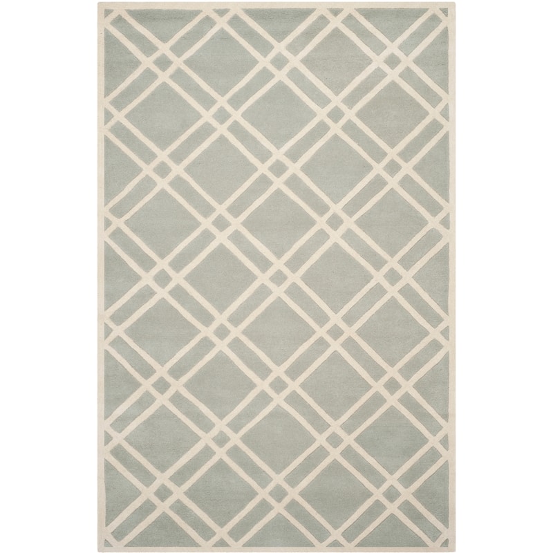 SAFAVIEH Handmade Chatham Geronda Modern Moroccan Wool Rug - 6' x 9' - Grey/Ivory