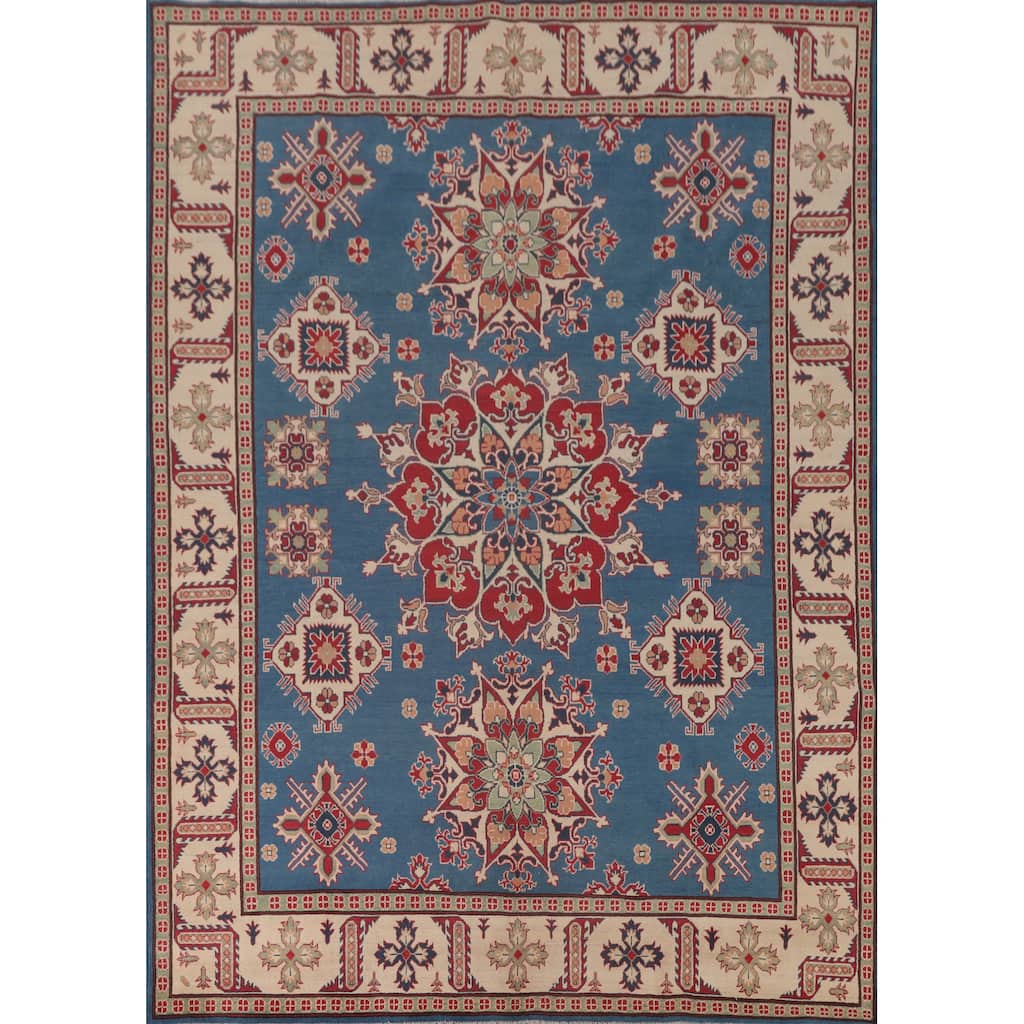 Blue Kazak Oriental Area Rug Handmade Bedroom Wool Carpet - 8'5" x 10'7"