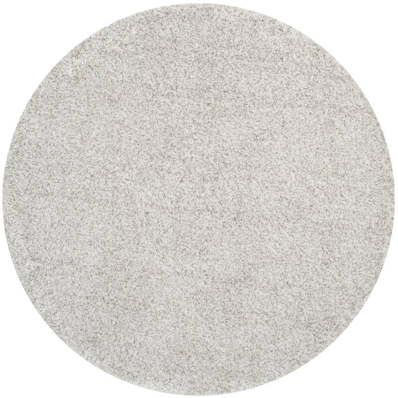 SAFAVIEH California Shag Izat 2-inch Thick Area Rug - 5'3" x 5'3" Round - White/Light Grey
