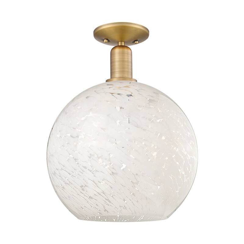 Innovations Lighting 716-1C-15-12 White Mouchette Semi-Flush White - Brushed Brass / White Mouchette