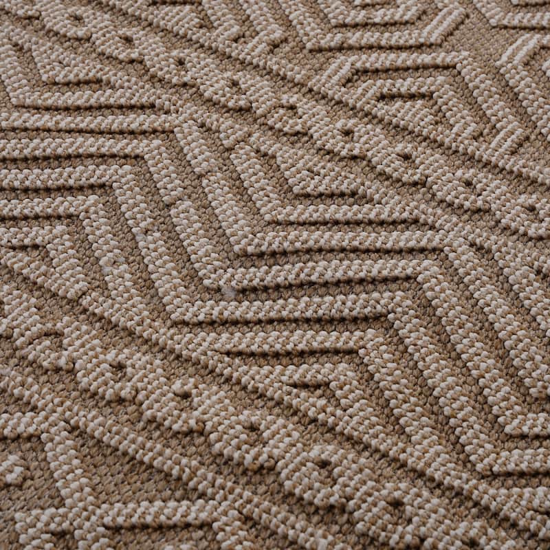 Guros Collection Mocha / Geometric Indoor / Outdoor Non-Shedding Area Rug