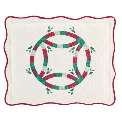 Festive Christmas Ring Patchwork Scalloped Edge Pillow Sham