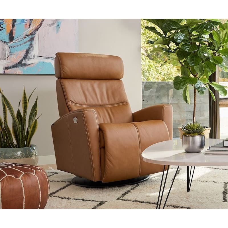 Fjords Milan Leather Swing Recliner - Large - Vintage Cognac