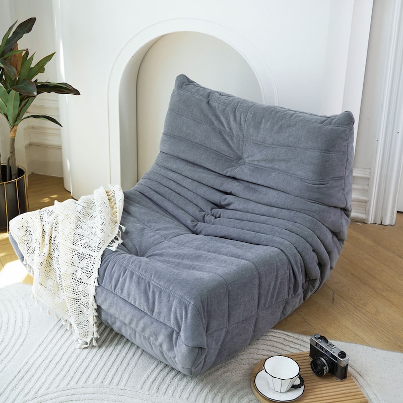 Caterpillar-Like Bean Bag Lounger Sofa Chair,Three-Proof Fabric,Memory Foam,Ergonomic Design - Plain Grey