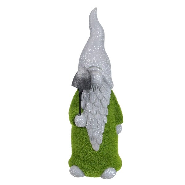 14" Moss Covered Gnome with Shovel Garden Statue - N/A
