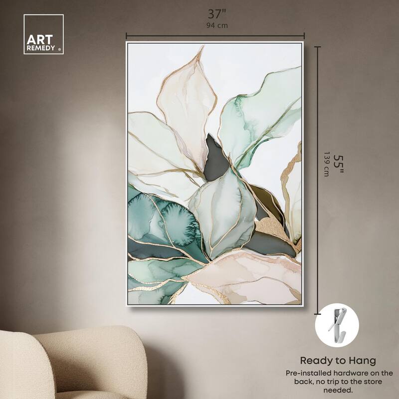 Pastel Leaves with Gold III Canvas by Art Remedy