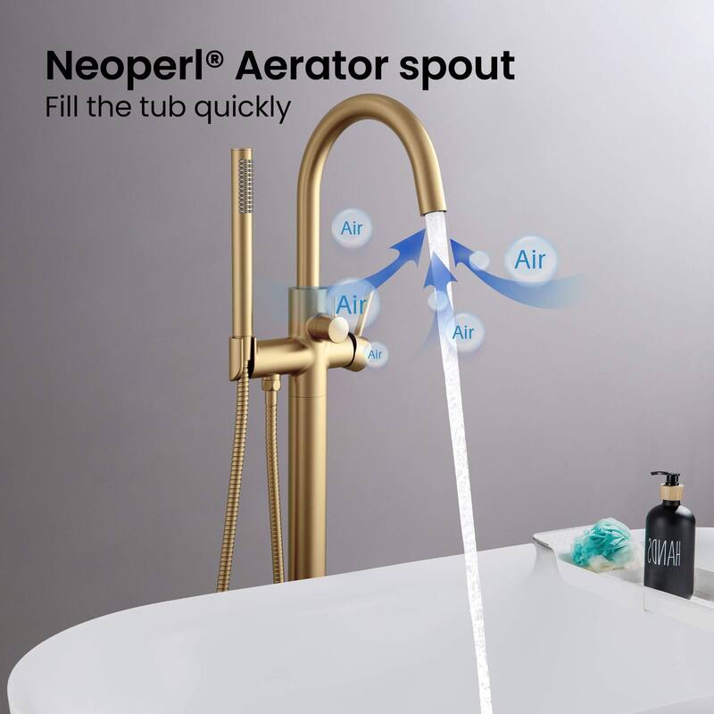 Single Handle Floor Mounted Freestanding Tub Filler With Hand Shower